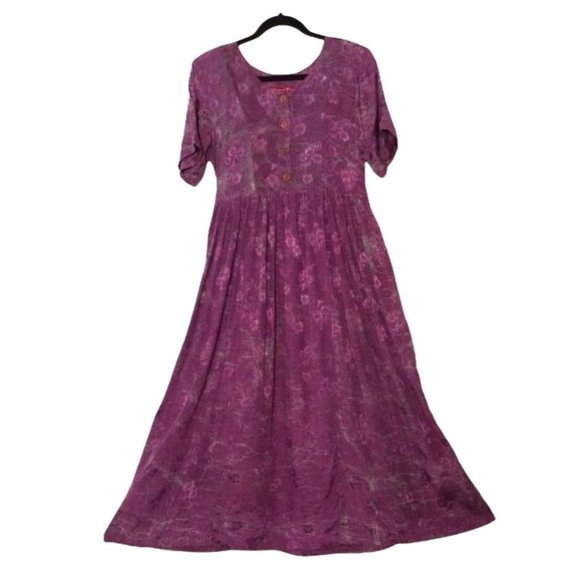 Sunset Rose Maxi Dress, Rayon Indonesia Dress, Size S Dress, Tie Dye Look Dress, - Picture 2 of 13